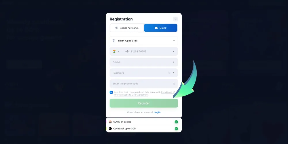 Complete the 1Win registration